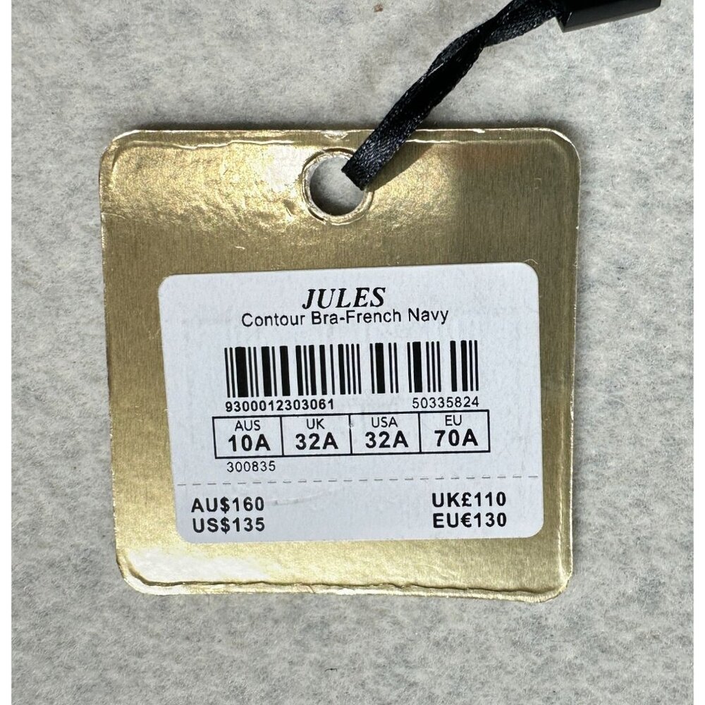 Honey Birdette Jules Contour Bra Womens 32A 10A Navy Blue Lace French Padlock - Picture 4 of 13